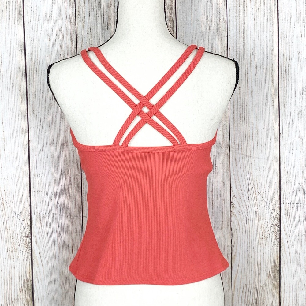 Lands' End Size 8P Tankini Top Coral Cross Strap Back Builtin Lightly Padded Bra